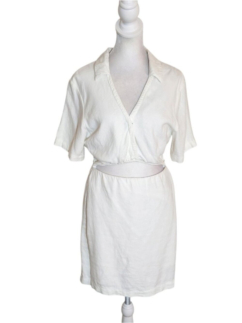 Abercrombie and Fitch Off-White Linen Blend Cutout Mini Dress Size Small